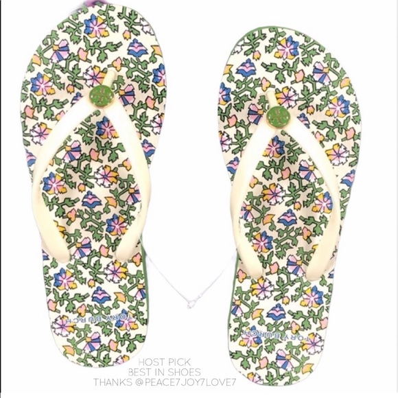 Tory Burch Shoes - 🎉 HP 🎉 🆕 Tory Burch Wild Pansy  New Ivory Flip Flops